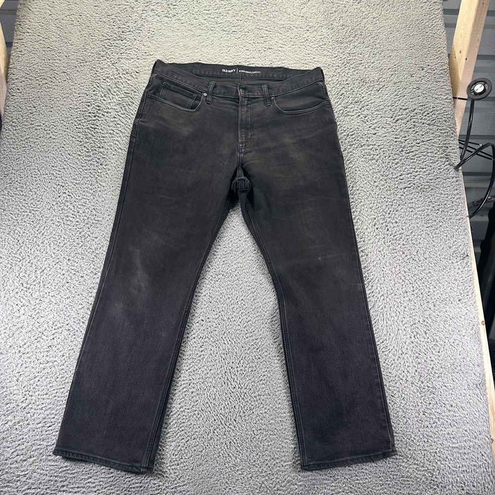 Old Navy Jeans Mens 36x32 Black Cotton Denim Straight Workwear Travel Stretch